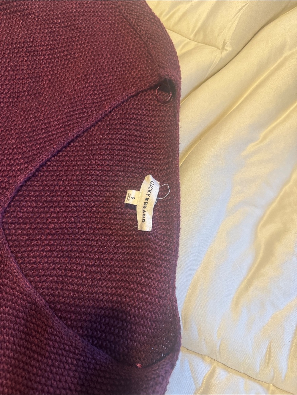 Lucky Brand Deep Wine V-Neck Knit Sweater